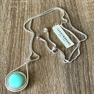 BRAND NEW LUCKY BRAND TWO TONE SILVER HARDWARE PENDANT NECKLACE